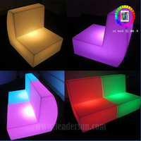 Ensemble de canapé double lumineux avec table et seau à glace LED Discothèque Ktv Party Sofa Moderne Coloré Long Canapé avec lumière LED