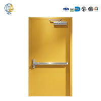 Porte d'urgence compacte en acier coupe-feu pour local de rangement, design à cadre étroit jaune, surface finie robuste, KaiYu