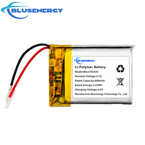 แบตเตอรี่ลิเธียมโพลิเมอร์แบบชาร์จได้ 702535 3.7V 600mAh พร้อมสายเชื่อมต่อสำหรับอุปกรณ์อิเล็กทรอนิกส์ขนาดเล็ก - Product Image 1