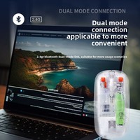 Ratón Óptico Inalámbrico Transparente y Silencioso, Recargable, Modo Dual para Uso en Oficina y Portátiles