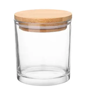 6 OZ 7OZ Frosted Colored Glass Candle Jars and Cup with Airtight Bamboo Lids for Making Candles Bulk