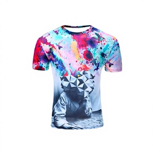 Stripe short sleeve O-Neck <b>T</b>-<b>Shirt</b> Regular fit quick dry sporty Knitted <b>polyester</b> sublimation print - Product Image 1
