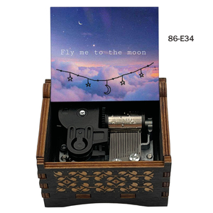 Manivela de mano Fly Me to the Moon caja de música, regalo para hija esposa novia marido novio manivela de mano caja Musical de madera - Product Image 5