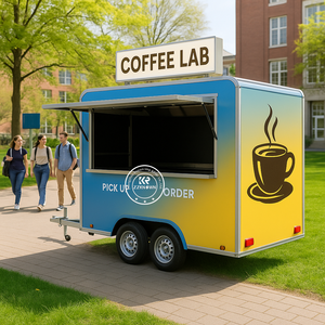 रियायती फास्ट फूड वेंडिंग कार्ट्स मोबाइल रसोई स्टेनलेस स्टील काउंटर केक आइसक्रीम फूड ट्रक ट्रेलर - Product Image 2