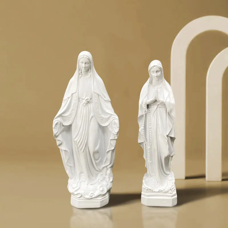 Virgin Mary Standbeeld Witte Hars Katholieke Sculptuur Madonna Beeldje Voor Huisdecoraties