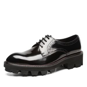 Latest Men's Breathable Leather <b>Shoes</b> <b>Height</b> <b>Increasing</b> Glossy Black Business Formal Trendy Autumn Waterproof Anti-Slip <b>Shoes</b> - Product Image 3