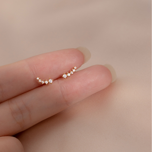 Boucles d'oreilles mini clous en argent sterling 925 plaqué or, pavé coréen de moissanite, tendance, pour la vie quotidienne, les fêtes, les mariages, cadeau, bijoux - Product Image 1