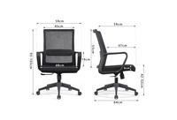 Chaise de bureau ergonomique pivotante moderne et confortable en maille, hauteur réglable, noire, pour bureau à domicile, système de bureau AY EH288-2
