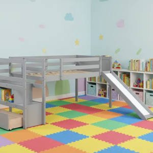 เตียงสองชั้นไม้จริงสุดหรูสไตล์โมเดิร์นสำหรับเด็กผู้ชาย - Product Image 4