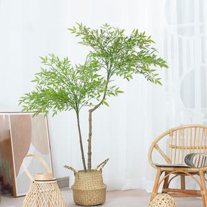 Árbol de Bambú Artificial <span class=keywords><strong>Nandina</strong></span> en Maceta, Planta Artificial Verde y <span class=keywords><strong>Roja</strong></span> para Decoración de Interiores del Hogar - Product Image 3