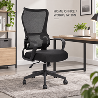Chaise de bureau ergonomique moderne à dossier haut en maille, réglable en hauteur, pivotante, avec accoudoirs fixes, pour la maison, le bureau, l'école, le poste de travail commercial