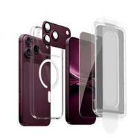 Protecteur d'écran en verre trempé pour téléphone portable 18 17 avec kit d'installation pour iPhone, application facile, coque de téléphone et kit d'objectif d'appareil photo