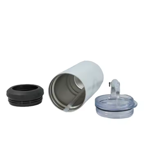 Gobelet isotherme 16 oz pour sublimation 4 en 1, en acier inoxydable brillant, avec deux couvercles, paille métallique et base en caoutchouc - Product Image 3