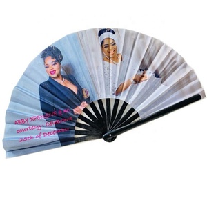 งานฝีมือจากไม้ไผ่คุณภาพสูงผ้าไนลอนพับได้พิมพ์ลายแบบกำหนดเองได้พัดมือรับประกันด้วยเทคนิคการเพ้นท์ - Product Image 4