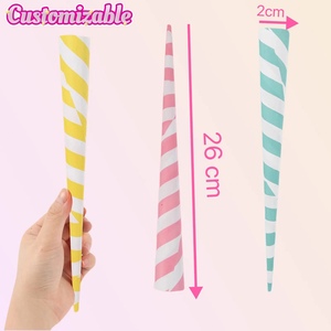 <span class=keywords><strong>Palo</strong></span> de papel de grado alimenticio impreso personalizado conos de algodón de azúcar <span class=keywords><strong>rosa</strong></span> amarillo azul verde rayas giratorias conos de hilo de caramelo de papel - Product Image 5