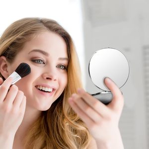 Portable Round Folded Compact Mirrors Microfiber Fabric Cloth Pocket Mirror <b>Making</b> <b>up</b> Folding Steel Round - Product Image 4