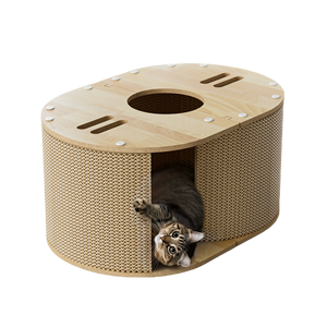 Nieuw Ovaal Golfkarton Kat Krabber Huis Met Tunnelgat Grote Kat Krabber <span class=keywords><strong>Lounge</strong></span> Spelen Luxe Kat Krabbord - Product Image 2