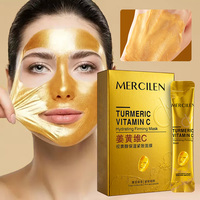 MERCILEN Masque Raffermissant Hydratant au Curcuma, Vitamine C et Rétinol, Éclaircissant, Vegan, Contre les Taches Sombres, Nettoyant les Pores