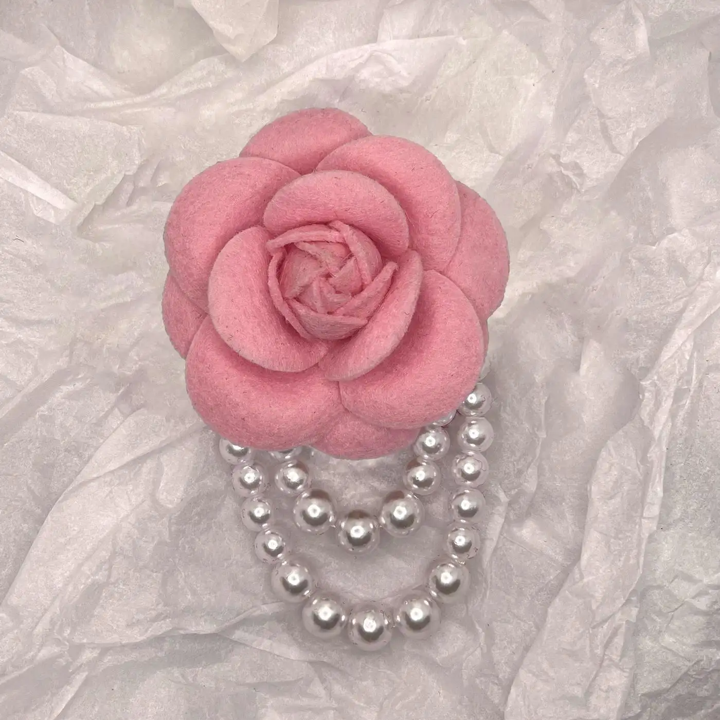 Double C Camellia Pearl Tassel Brooch Pin Women Accessories Fashion Jewelry Brooches Imitation Wool Cloth Art Brooch