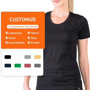 Enerup 180 grammi T-Shirt girocollo da <span class=keywords><strong>donna</strong></span> a girocollo in lana Merino larga e <span class=keywords><strong>grande</strong></span> e alta taglia girocollo a maniche corte personalizzate - Product Image 4