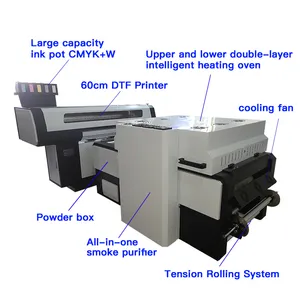 Dtf impressora 60cm pet impressora, automática fábrica digital venda direta l3119 cabeça dupla camiseta máquina de impressão
