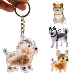 Dễ thương Cat Dog Shaped đồ trang trí nhỏ Pet lông lưu trữ Mặt dây chuyền trong suốt container handmade thiết kế phong cách Keychain - Product Image 2