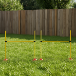 Ensemble de parcours d'agilité pour chien, 5 pièces, jaune, obstacles réglables, entraînement en extérieur, plastique, style simple - Product Image 2