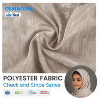 Tissu Hijab pour Enfants en Polyester Satiné à Carreaux et Rayures, Modèle Personnalisé 5502, Antistatique et Infroissable, Idéal pour le Quotidien et le Travail