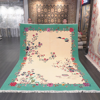 Tapis en laine et soie de collection 244x335cm, tapis chinois fait main en laine, art déco personnalisé