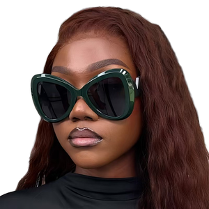 Lunettes de soleil unisexes rétro œil-de-<span class=keywords><strong>chat</strong></span> de haute qualité Rennes, nouveau design ovale anti-collision, protection UV400, monture noire intégrale en PC, pour extérieur et plage - Product Image 1