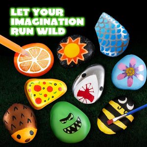 Kit de Pintura de Piedras Pintadas <span class=keywords><strong>a</strong></span> Mano, Juguete Educativo de Bricolaje para Niños, Juego de Dibujo en Piedras Multicolores, Regalo Unisex - Product Image 3