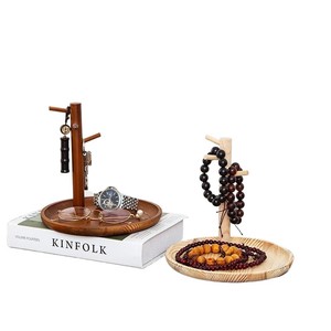 <b>Key</b> <b>Hanger</b> Desktop Storage Solid Wood Round Shape For <b>Keys</b> Jewelry Cosmetics Organizer Standing Type Natural Wood Color - Product Image 2