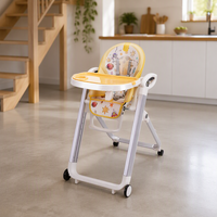 Chaise haute moderne pour bébé, pliable, avec double plateau, chaise d'alimentation à quatre roues pour enfants
