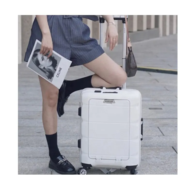 Mala de bagagem para crianças, mala de carrinho de alumínio personalizada de 20 polegadas para viagens de luxo impermeável