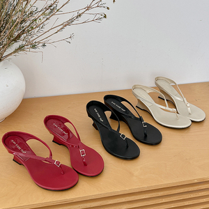 Elegantes Sandalias de Tacón Bajo con Plataforma para Mujer, Sandalias de Verano de Satén con Tiras Delgadas, Cómodas y Elegantes - Product Image 1