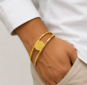 DIVYORO Designer Heritage Motif Gold Kada Bracelet for <b>Men</b> Premium Gold Finish Traditional Fashion Jewelry Statement <b>Bangle</b> - Product Image 5