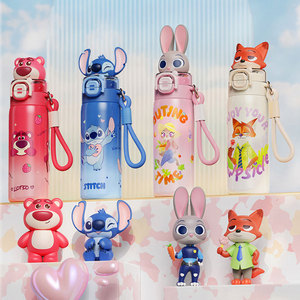 Botella de Agua Aislada para Niños Zootopia <span class=keywords><strong>Stitch</strong></span>, Linda Botella con Pajita de Dibujos Animados en 3D, Vaso Térmico Portátil de Acero Inoxidable - Product Image 1