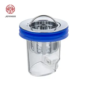 Joyhoo Noyau de siphon de sol en acier inoxydable anti-odeur Salle de bains Chrome Remplaçable Panier auto-scellant Filtre à cheveux égouttoir