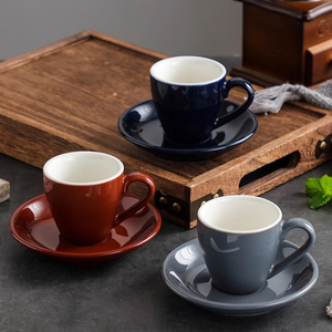 Tasse à cappuccino expresso en céramique moderne et durable de 80ml avec ensemble de soucoupes et boîte-cadeau - Product Image 4