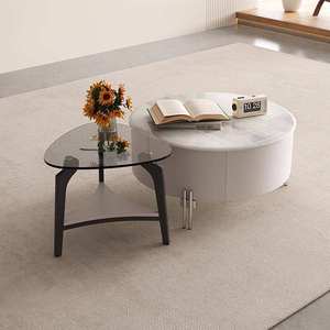 Tavolino da Caffè Rotondo Moderno con Vano Portaoggetti per Soggiorno, Produzione Cinese - Product Image 1