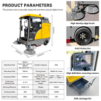 Nouvelle balayeuse industrielle autoportée entièrement fermée pour extérieur avec brosse à rouleaux pour rues et parkings