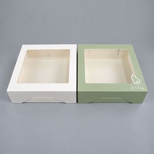 Boîte à gâteau carrée en carton personnalisée avec fenêtre transparente, emballage de boulangerie écologique - Product Image 3