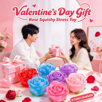 Nouveau jouet anti-stress souple en forme de rose, en TPR, à remontée lente, style boulette vapeur, boîte de présentation, cadeau Saint-Valentin