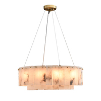 Lustre moderne personnalisé en marbre blanc, forme ronde tout en cuivre, luminaire suspendu pour la décoration de la maison, villas et hôtels
