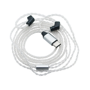 Cable de audio trenzado de 8 hilos de cobre sin oxígeno, chapado en plata, tipo C, 1.2M, cable de repuesto para auriculares HIFI, macho a macho - Product Image 1
