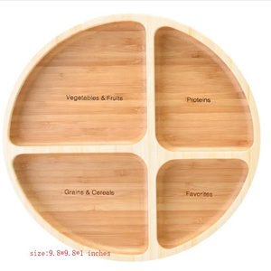 <span class=keywords><strong>Assiette</strong></span> de séparation saine ronde/carrée en bois naturel de <span class=keywords><strong>bambou</strong></span> avec 4 compartiments - Product Image 2