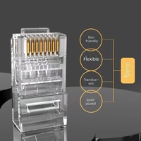 Conector RJ45 OEM Cat5e Cat6 8P8C Modular, Chapado en Oro, Sin Blindaje, para Internet de Alta Velocidad
