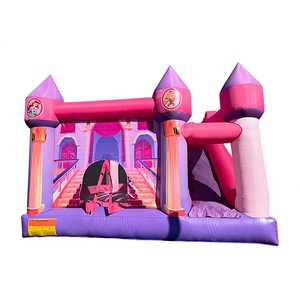 Location de châteaux gonflables pour fêtes, château gonflable rose princesse avec toboggan, certifié CE, PVC protecteur UV, garantie 2 ans, à vendre - Product Image 1