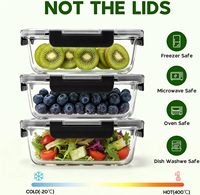 Ensemble de 10 contenants en verre avec couvercles empilables pour le stockage des aliments, sans BPA, pour micro-ondes, four, congélateur et lave-vaisselle