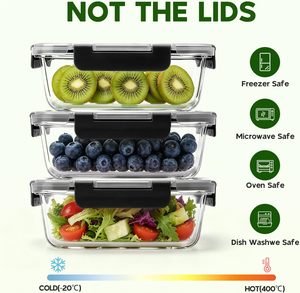 10個入りガラス容器蓋付き、積み重ね可能な食品保存容器セット、BPAフリー、電子レンジ、オーブン、冷凍庫、食洗機対応 - Product Image 4